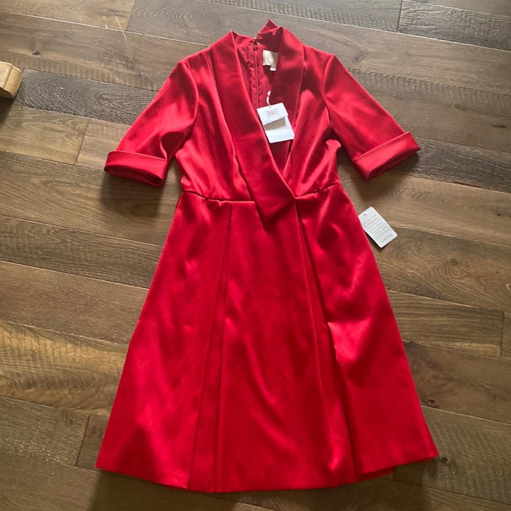 Gal Meets Glam Vibrant Red Fit-and-Flare Dress - Picture 3 of 6